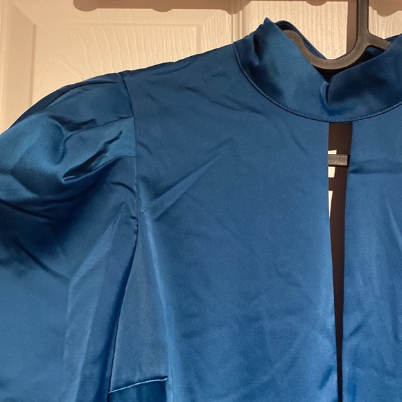 Open back satin blue romper - Picture 3 of 5